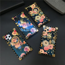 Load image into Gallery viewer, Luxury Glitter Square Case for iPhone 12 11 PRO MAX Holder Cover Flower Phone Cases for iphone 13 PRO X XS Max XR 7 8 Plus 6 6S