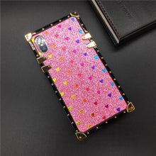 Load image into Gallery viewer, Luxury Brand Bling Bee Case For iPhone 12 X XS Max XR Square Cover Love Heart Phone Cases for iphone 11 13 PRO MAX 7 Plus 8 6 6S