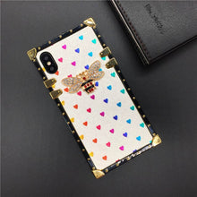Load image into Gallery viewer, Luxury Brand Bling Bee Case For iPhone 12 X XS Max XR Square Cover Love Heart Phone Cases for iphone 11 13 PRO MAX 7 Plus 8 6 6S