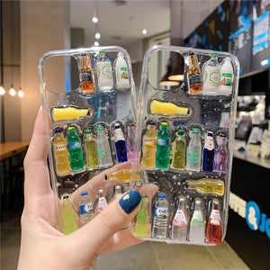 Cute 3D Crystal Summer drink sprite beverage bottle Phone Case For iPhone 11 Pro X XS MAX Xr 7 8 Plus SE2 Shochu beer Cover-transparent