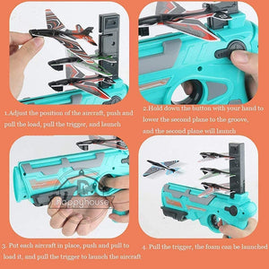 with 10pc plane Airplane Launcher Bubble Catapult Plane Toy Airplane Toys for Kids plane Catapult Gun Shooting Game Toys Outdoor Sport Toys