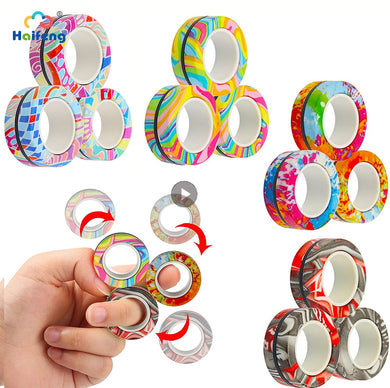NEW 3pcs Magnetic Spinne Fidget Ring Spinner Magnet Fidget Toys Unzip Antistress  For Children Adult Magnetic Spinner Rings Toys