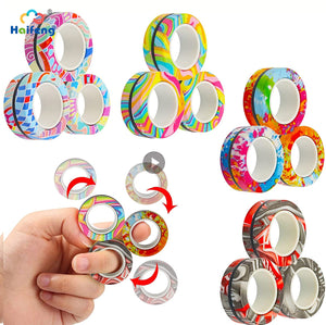 NEW 3pcs Magnetic Spinne Fidget Ring Spinner Magnet Fidget Toys Unzip Antistress  For Children Adult Magnetic Spinner Rings Toys