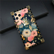 Load image into Gallery viewer, Luxury Glitter Square Case for iPhone 12 11 PRO MAX Holder Cover Flower Phone Cases for iphone 13 PRO X XS Max XR 7 8 Plus 6 6S