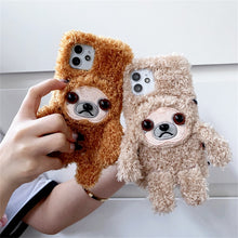 Load image into Gallery viewer, Korean Cute Cartoon Plush Sloth Phone Case For iPhone 11 12 13 Pro XS Max X XR 7 8 Plus SE Winter 3D Soft Shockproof Back Cover