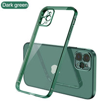Load image into Gallery viewer, Luxury Plating Square Frame Silicone Transparent Case on For iPhone Clear Back Cover