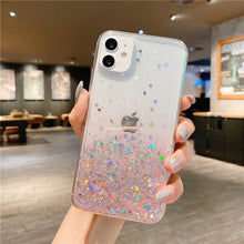 Load image into Gallery viewer, Clear Glitter Phone Case For iPhone Cute Gradient Rainbow Sequins Coque