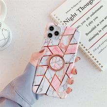 Load image into Gallery viewer, Finger Ring Holder Marble Phone Case For iphone Silicone Soft Back