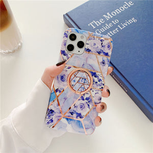 Finger Ring Holder Marble Phone Case For iphone Silicone Soft Back