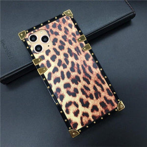 Luxury Leopard Print Case For iPhone 12 PRO 13 X XS XR Soft Silicone Square Cover Phone Case for iphone 11 Pro MAX 7 Plus 8 6S