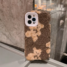 Load image into Gallery viewer, Korean Cute Cartoon Teddy Bear Fuzzy Plush Phone Case For iPhone 13 12 11 Pro XS Max X XR 7 8 Plus Shockproof Soft Back Cover