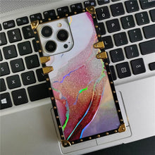 Load image into Gallery viewer, Luxury Bling Glitter Cover Gold Quicksand Marble Square Phone Case for iPhone 12 Pro Max 11 13 Pro MAX X XS Max XR 6S 7 8 Plus
