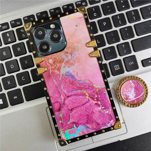 Luxury Bling Glitter Cover Gold Quicksand Marble Square Phone Case for iPhone 12 Pro Max 11 13 Pro MAX X XS Max XR 6S 7 8 Plus