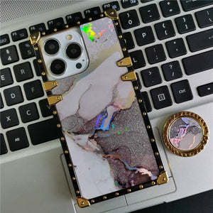 Luxury Bling Glitter Cover Gold Quicksand Marble Square Phone Case for iPhone 12 Pro Max 11 13 Pro MAX X XS Max XR 6S 7 8 Plus