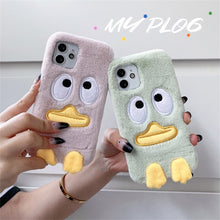 Load image into Gallery viewer, Korean Cute Cartoon Plush Duck Phone Case For iPhone 11 12 13 Pro XS Max X XR 7 8 Plus SE Winter 3D Soft Shockproof Back Cover