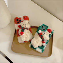 Load image into Gallery viewer, Korean Cute Fluffy Santa 3D Teddy Bear Plush Christmas Phone Case For iPhone 13 12 11 Pro XS Max X XR 7 8 Plus Soft Back Cover