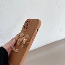 Load image into Gallery viewer, Korean Cute Plush Cartoon 3D Bear Biscuits Phone Case For iPhone 11 12 13 Pro XS Max X XR 7 8 Plus Kawaii Winter Soft Back Cover