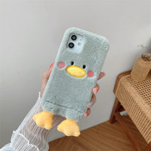 Load image into Gallery viewer, Korean Cute Cartoon Plush Duck Phone Case For iPhone 11 12 13 Pro XS Max Mini X XR 7 8 Plus SE Winter Soft Shockproof Back Cover