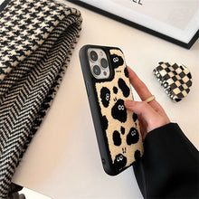 Load image into Gallery viewer, Korea Cute Cartoon Fuzzy Plush Black Briquettes Phone Case For iPhone 13 12 11 Pro XS Max X XR Winter Soft Shockproof Back Cover