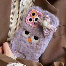 Load image into Gallery viewer, Korean Cute Cartoon Plush Monster Bow Phone Case For iPhone 13 12 11 Pro XS Max X XR 7 8 Plus Winter Soft Shockproof Back Cover