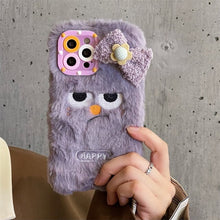 Load image into Gallery viewer, Korean Cute Cartoon Plush Monster Bow Phone Case For iPhone 13 12 11 Pro XS Max X XR 7 8 Plus Winter Soft Shockproof Back Cover
