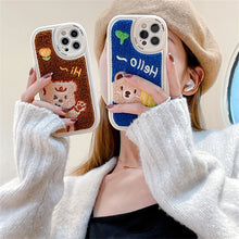 Load image into Gallery viewer, Korean Cute Cartoon Plush Bear Round Camera Lens Phone Case For iPhone 13 12 11 Pro XS Max X XR 7 8 Plus Soft Silicon Back Cover