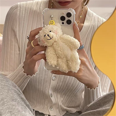 Cute Cartoon Blush Bear Bracelet Phone Case For iPhone 11 12 13 Pro XS Max X XR 7 8 Plus SE Clear Soft Shockproof Back Cover