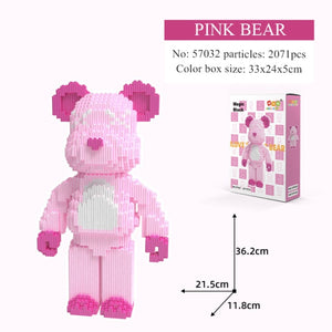 Color Net Red Love Violent Bear Series Assemble Building Block Toy Model Bricks With Lighting Set Antistress Toys For Kids Gift